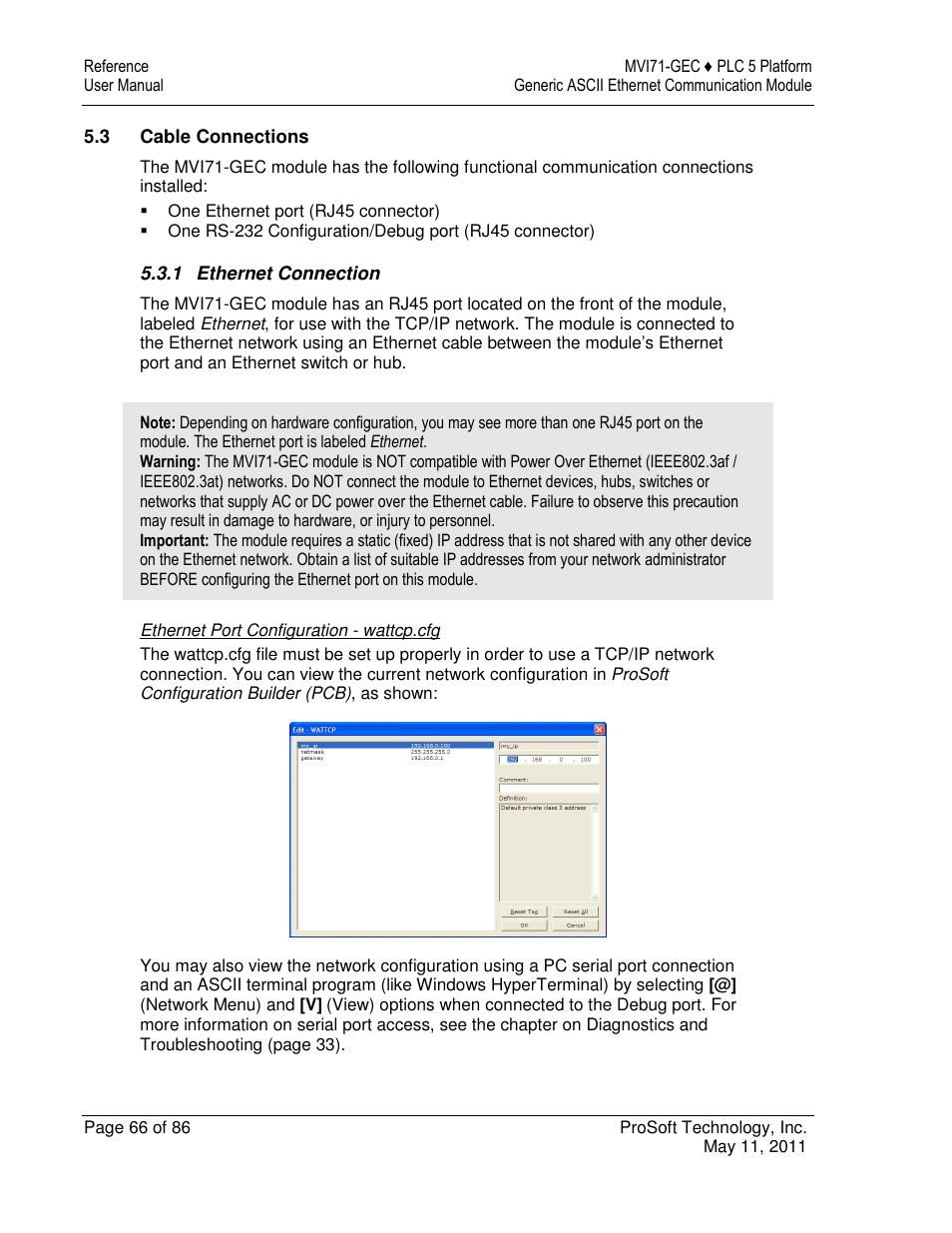 ProSoft Technology MVI71-GEC User Manual | Page 66 / 86