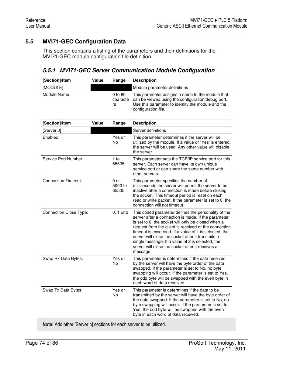 ProSoft Technology MVI71-GEC User Manual | Page 74 / 86