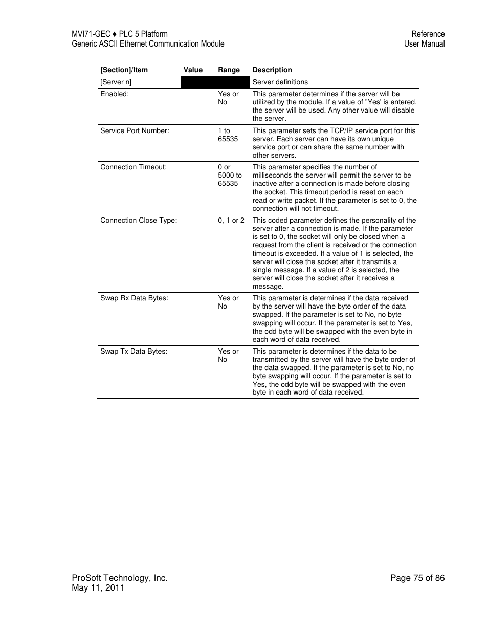 ProSoft Technology MVI71-GEC User Manual | Page 75 / 86