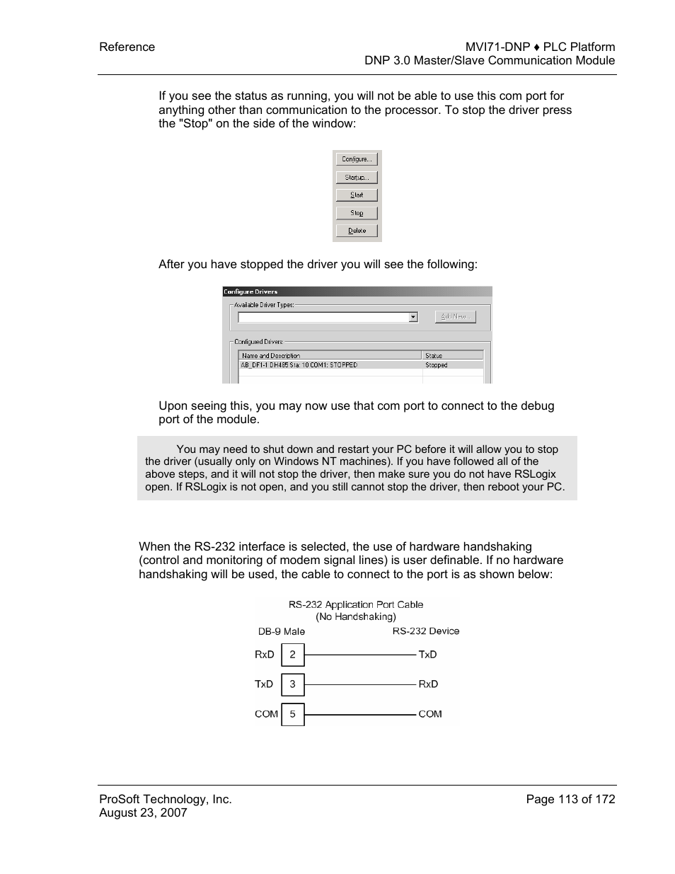 Rs-232 | ProSoft Technology MVI71-DNP User Manual | Page 113 / 172