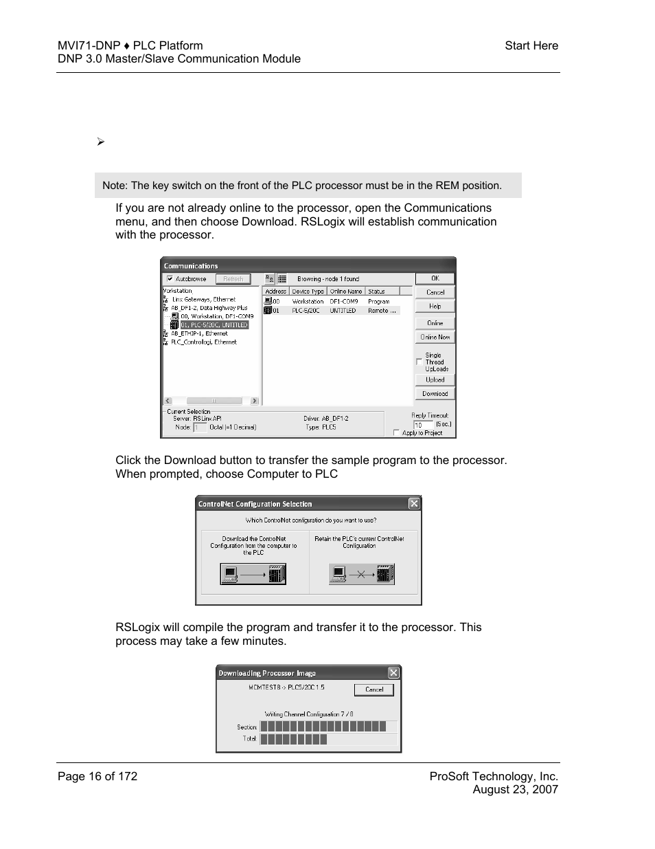 Download the sample program to the processor | ProSoft Technology MVI71-DNP User Manual | Page 16 / 172