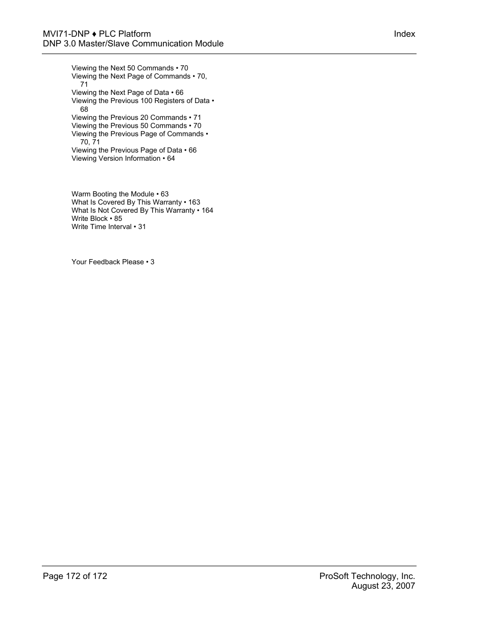 ProSoft Technology MVI71-DNP User Manual | Page 172 / 172
