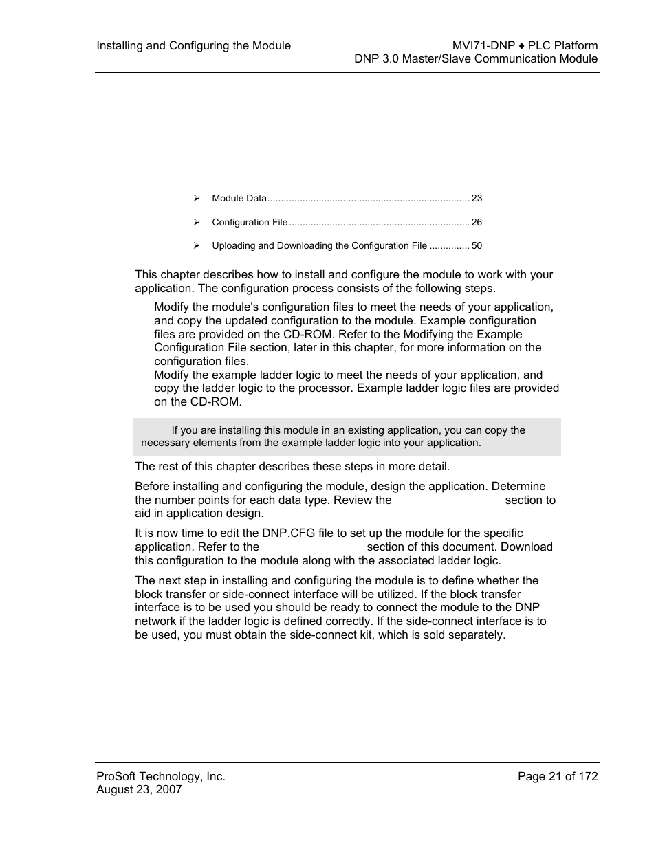 Installing and configuring the module, 21, pag, 2installing and configuring the module | ProSoft Technology MVI71-DNP User Manual | Page 21 / 172