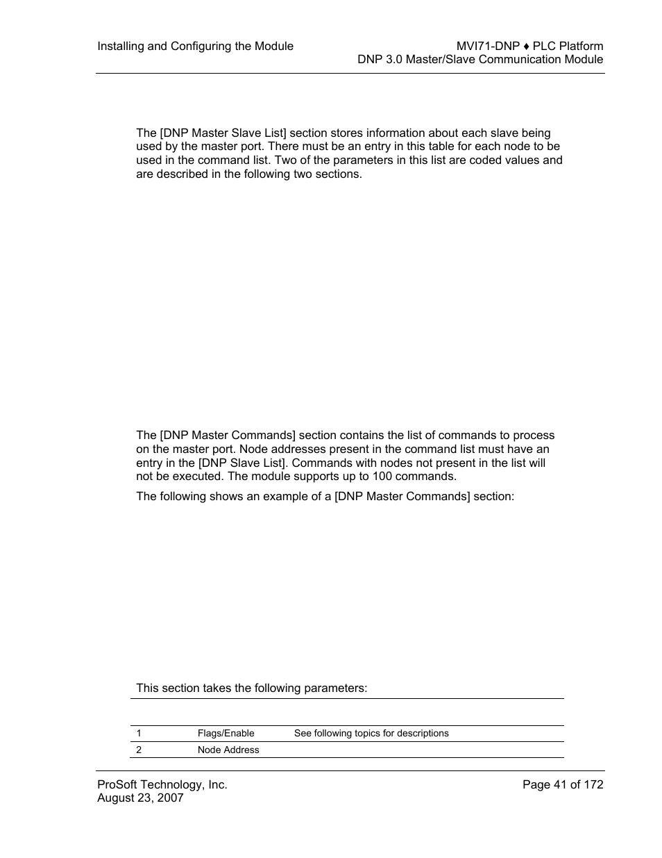 Dnp master slave list, Dnp master commands | ProSoft Technology MVI71-DNP User Manual | Page 41 / 172
