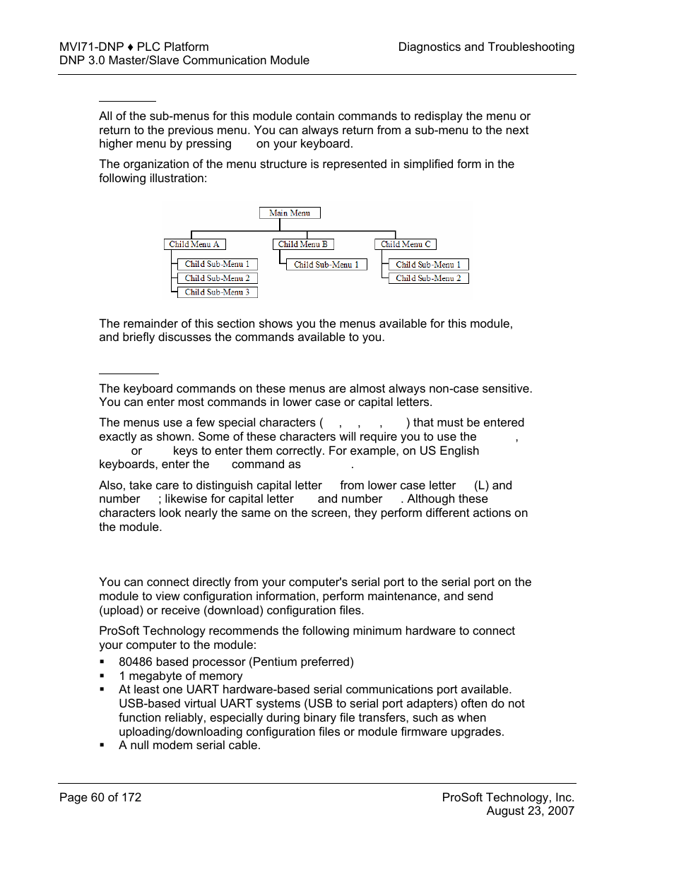 Navigation, Keystrokes, Required hardware | ProSoft Technology MVI71-DNP User Manual | Page 60 / 172