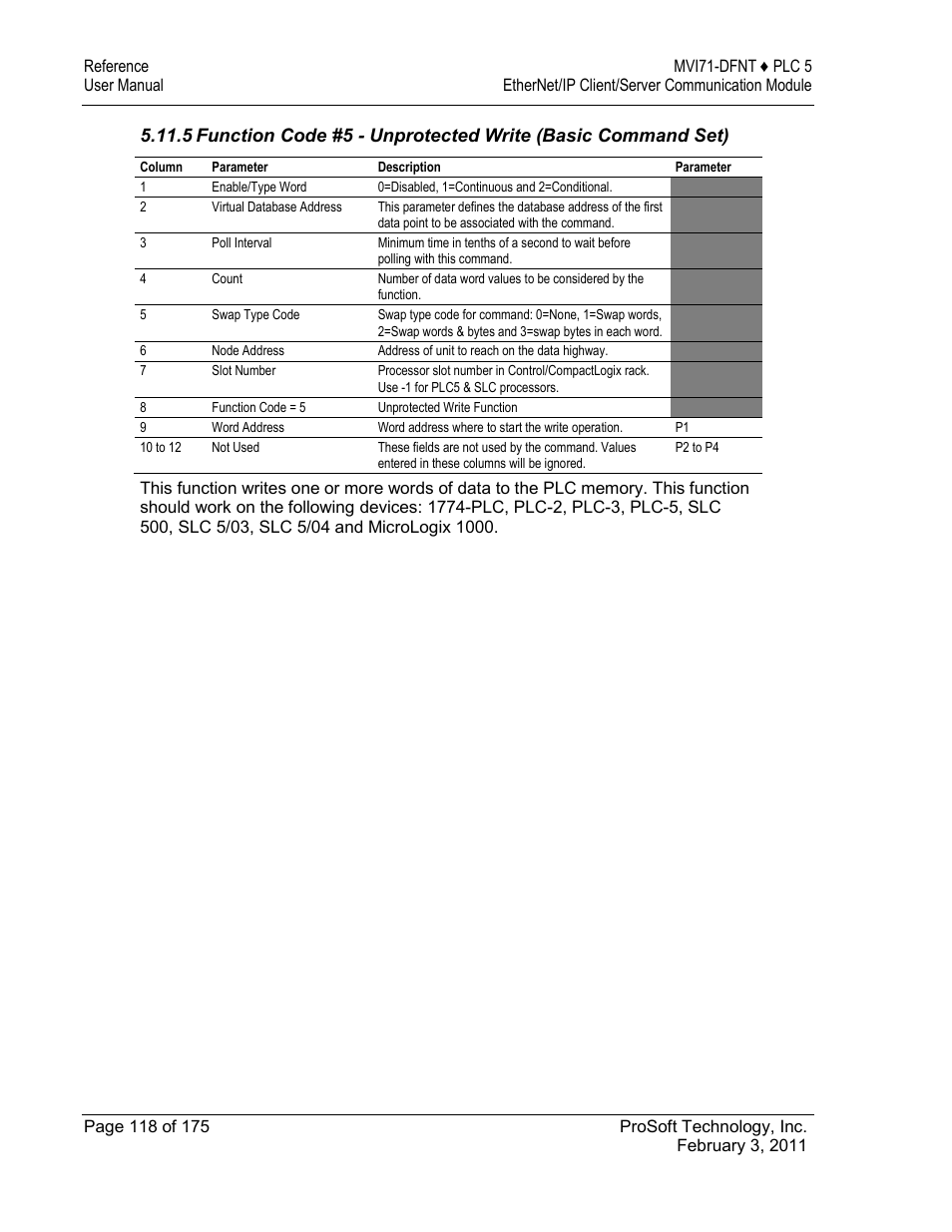 ProSoft Technology MVI71-DFNT User Manual | Page 118 / 175