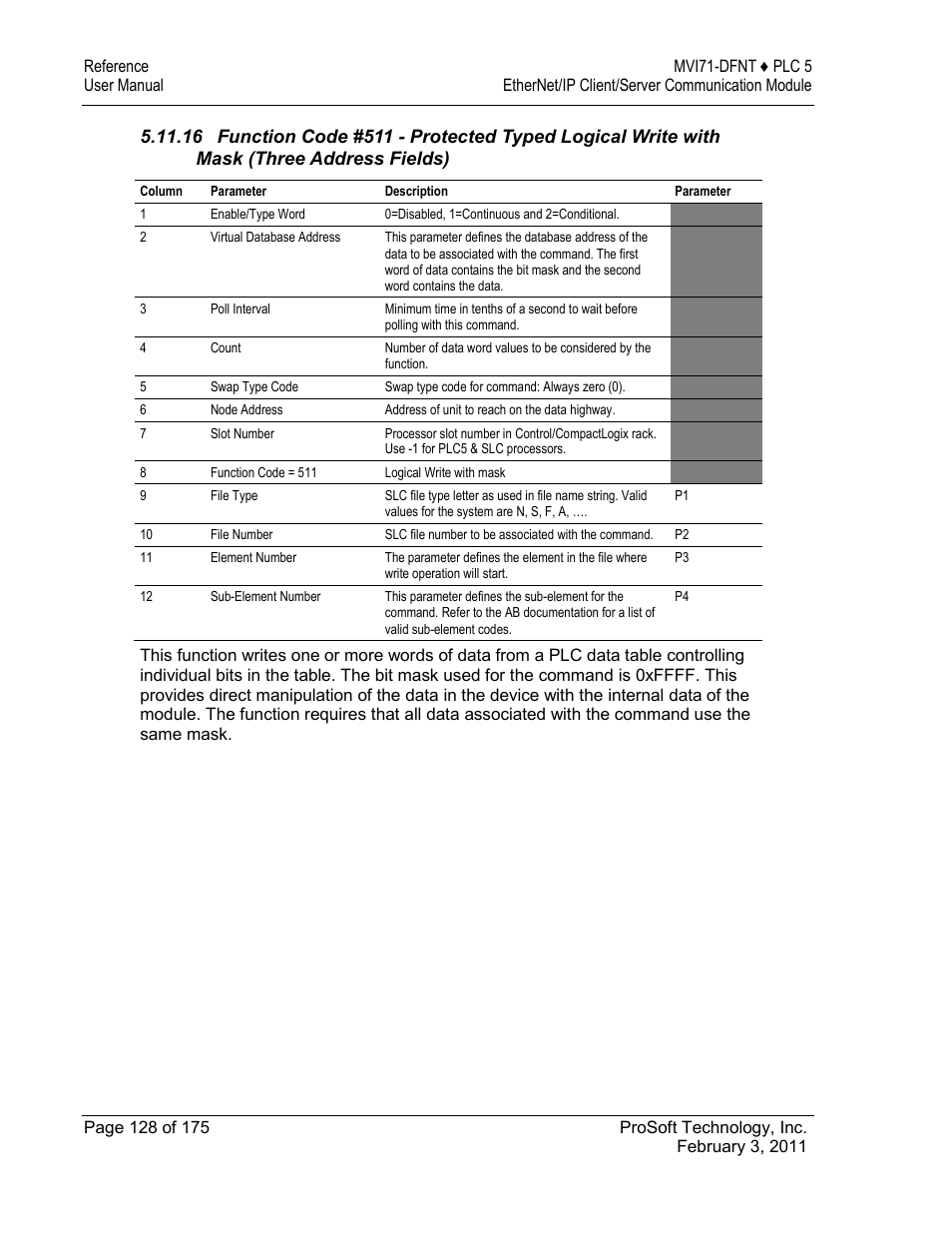 ProSoft Technology MVI71-DFNT User Manual | Page 128 / 175