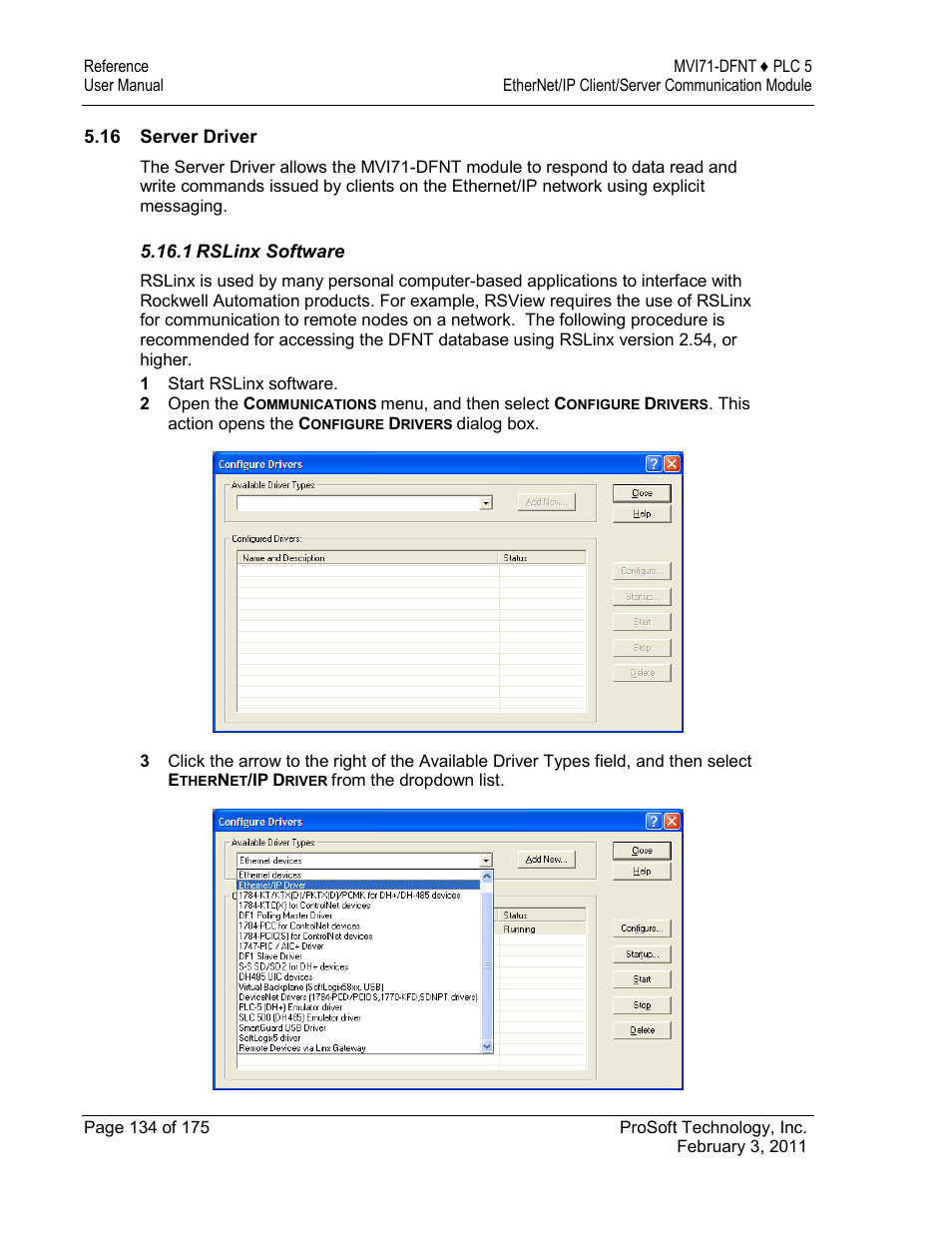 Server driver | ProSoft Technology MVI71-DFNT User Manual | Page 134 / 175