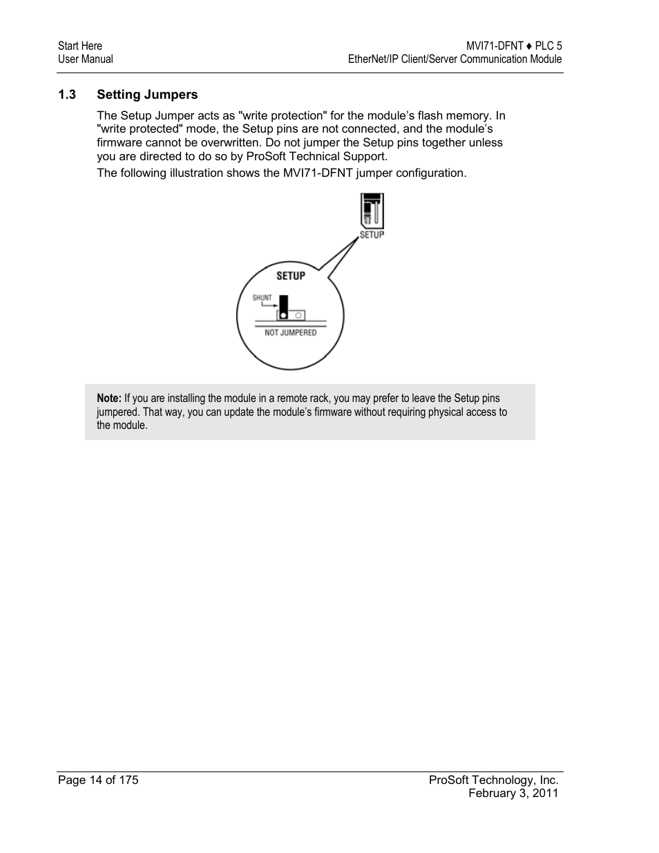 Setting jumpers | ProSoft Technology MVI71-DFNT User Manual | Page 14 / 175