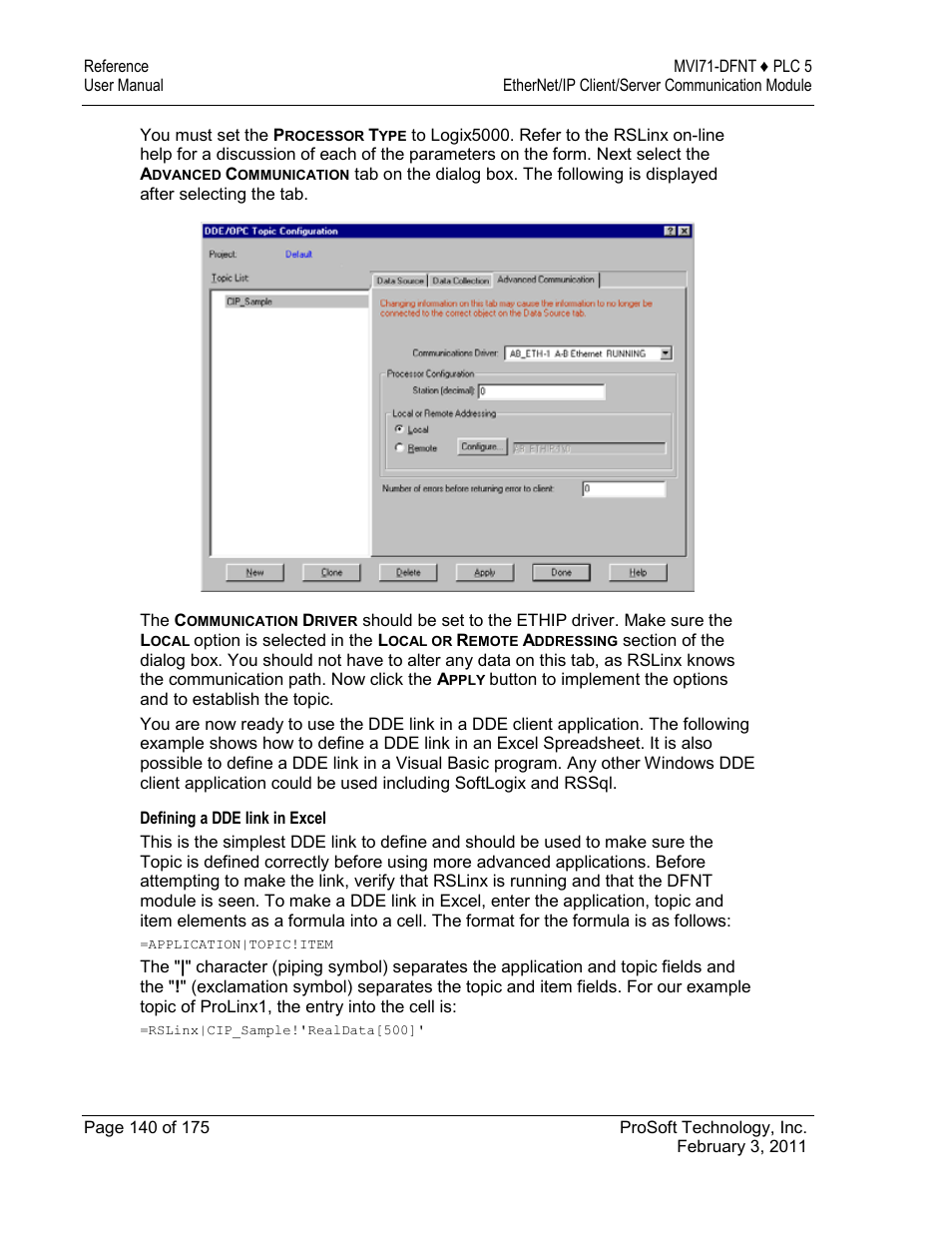 ProSoft Technology MVI71-DFNT User Manual | Page 140 / 175