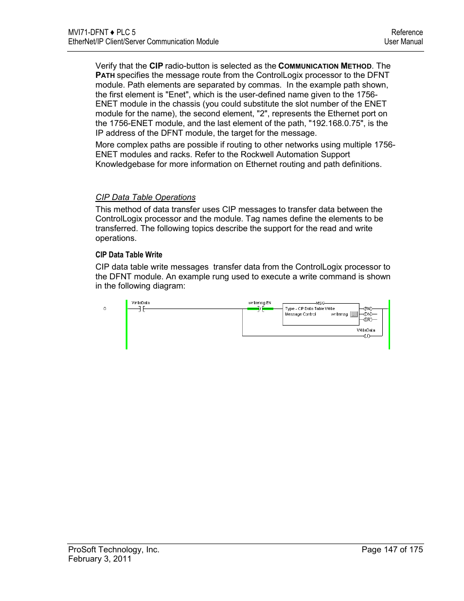 ProSoft Technology MVI71-DFNT User Manual | Page 147 / 175