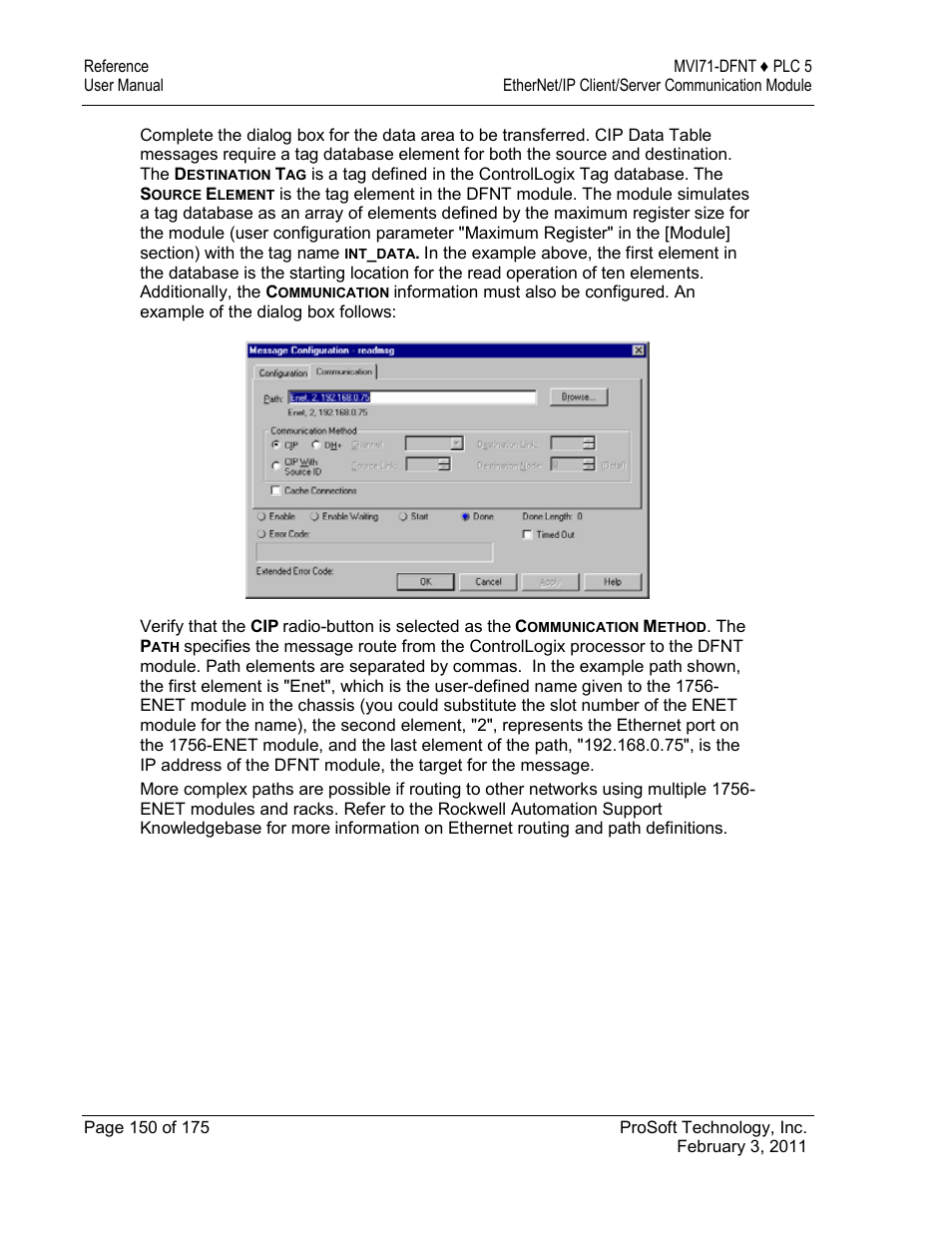 ProSoft Technology MVI71-DFNT User Manual | Page 150 / 175
