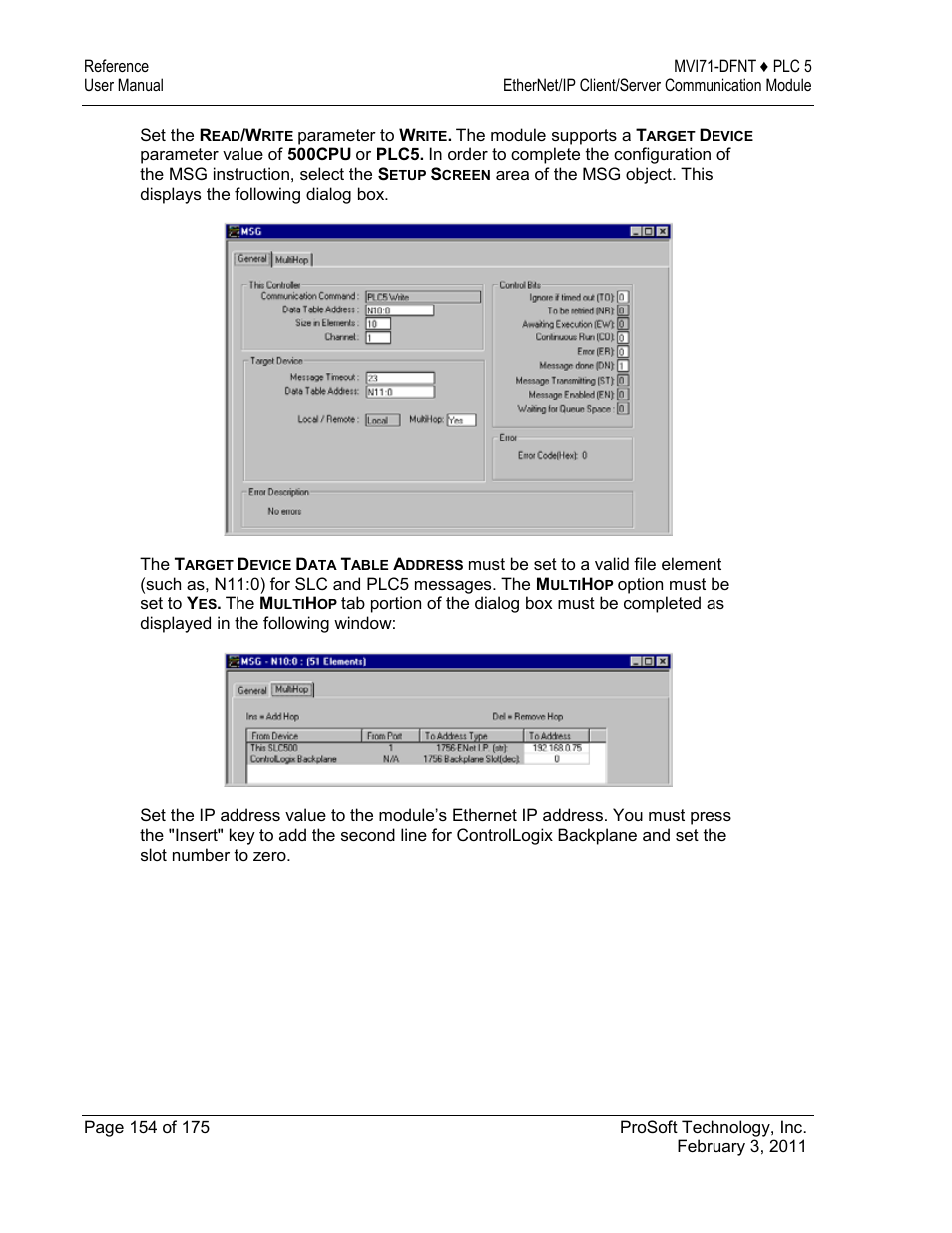ProSoft Technology MVI71-DFNT User Manual | Page 154 / 175