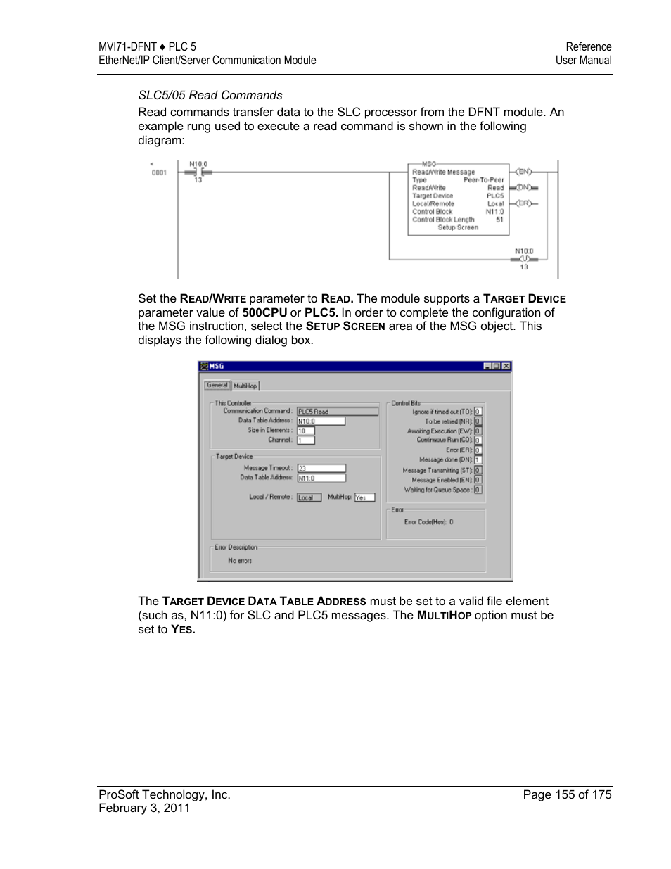 ProSoft Technology MVI71-DFNT User Manual | Page 155 / 175