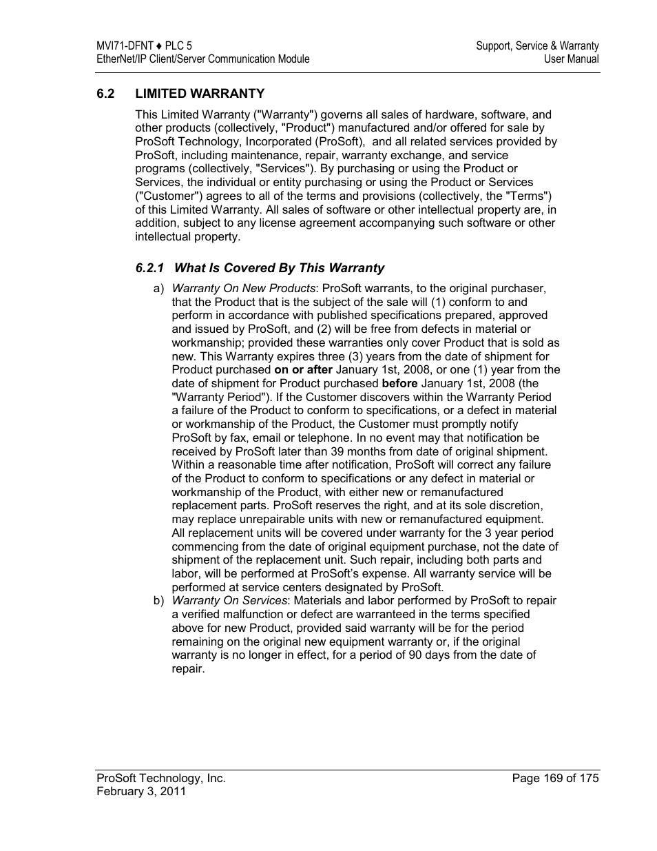 Limited warranty | ProSoft Technology MVI71-DFNT User Manual | Page 169 / 175