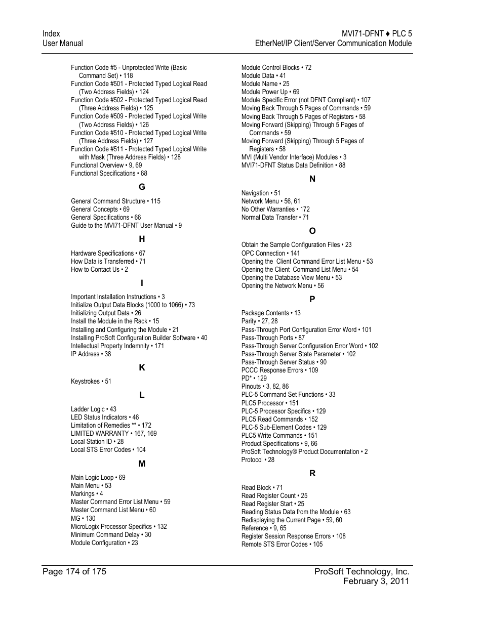 ProSoft Technology MVI71-DFNT User Manual | Page 174 / 175