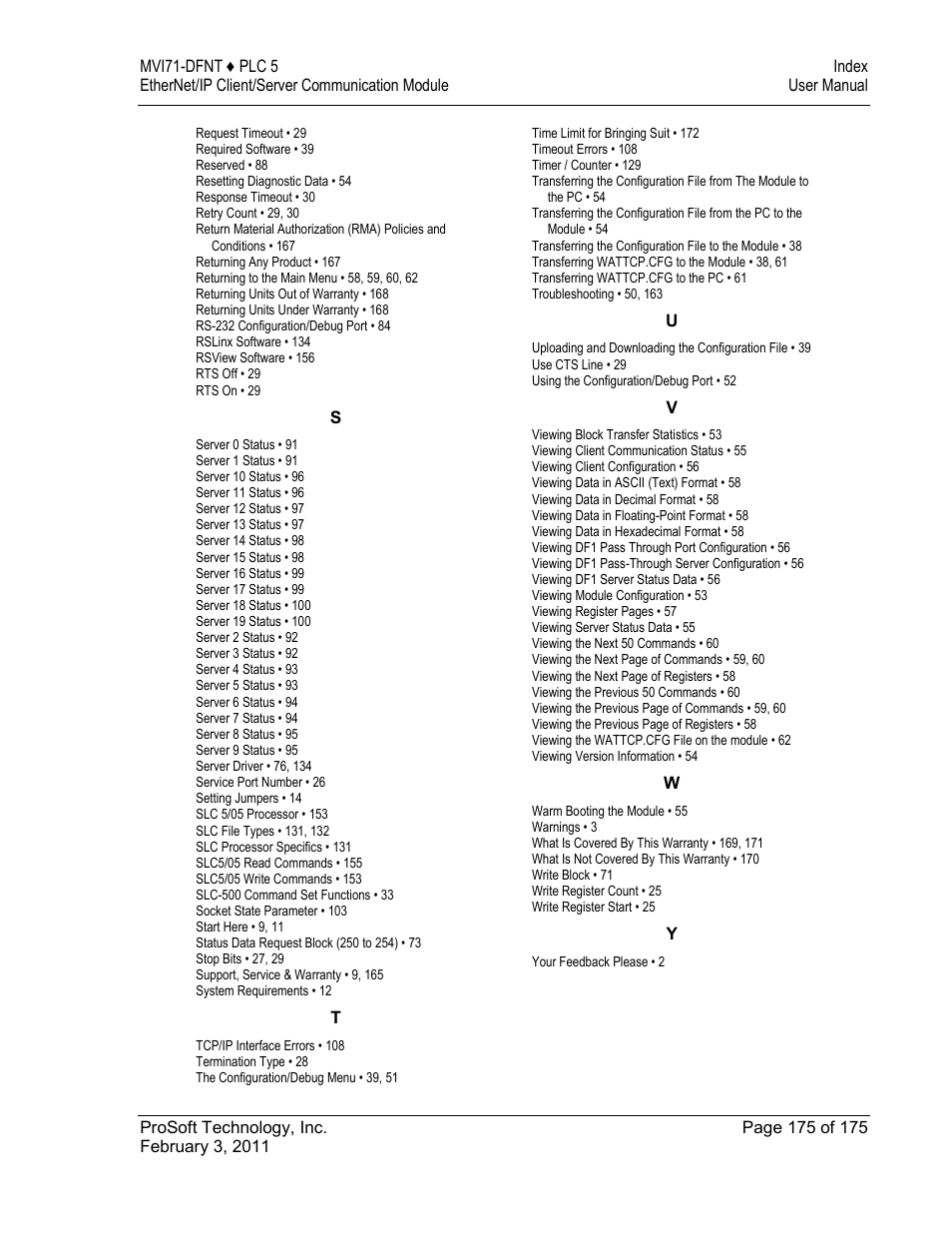 ProSoft Technology MVI71-DFNT User Manual | Page 175 / 175
