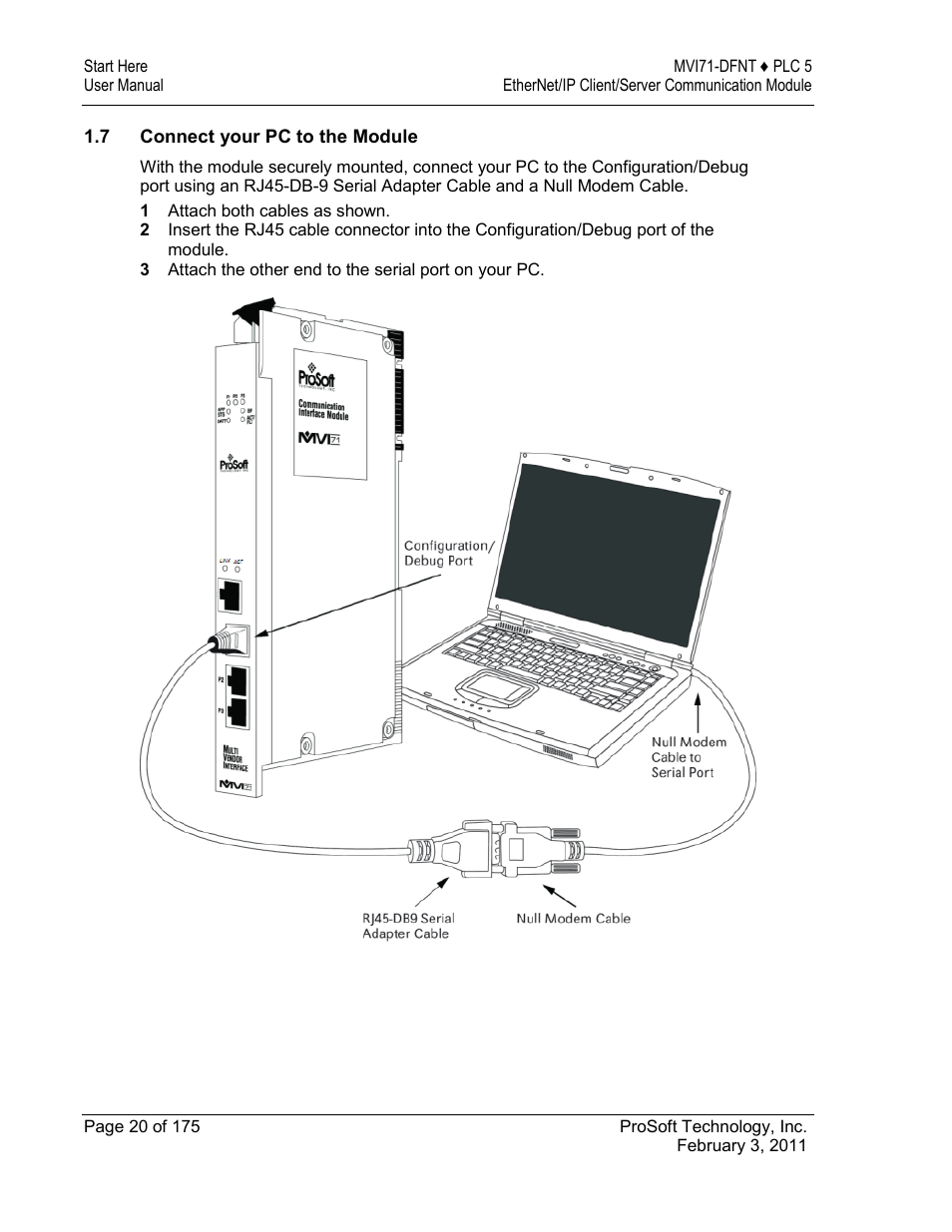 Connect your pc to the module | ProSoft Technology MVI71-DFNT User Manual | Page 20 / 175