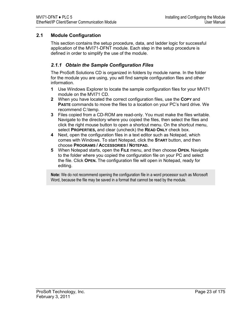 Module configuration | ProSoft Technology MVI71-DFNT User Manual | Page 23 / 175