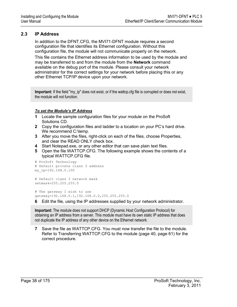 Ip address | ProSoft Technology MVI71-DFNT User Manual | Page 38 / 175