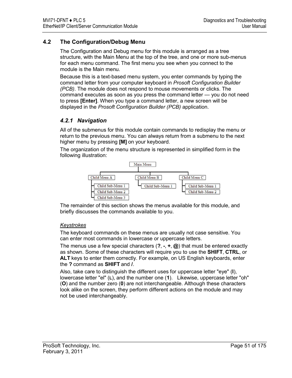 The configuration/debug menu | ProSoft Technology MVI71-DFNT User Manual | Page 51 / 175