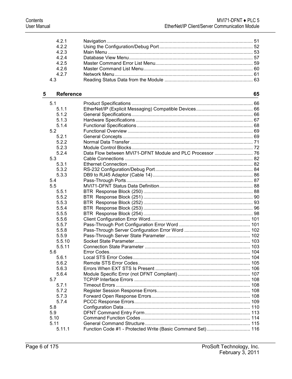 ProSoft Technology MVI71-DFNT User Manual | Page 6 / 175