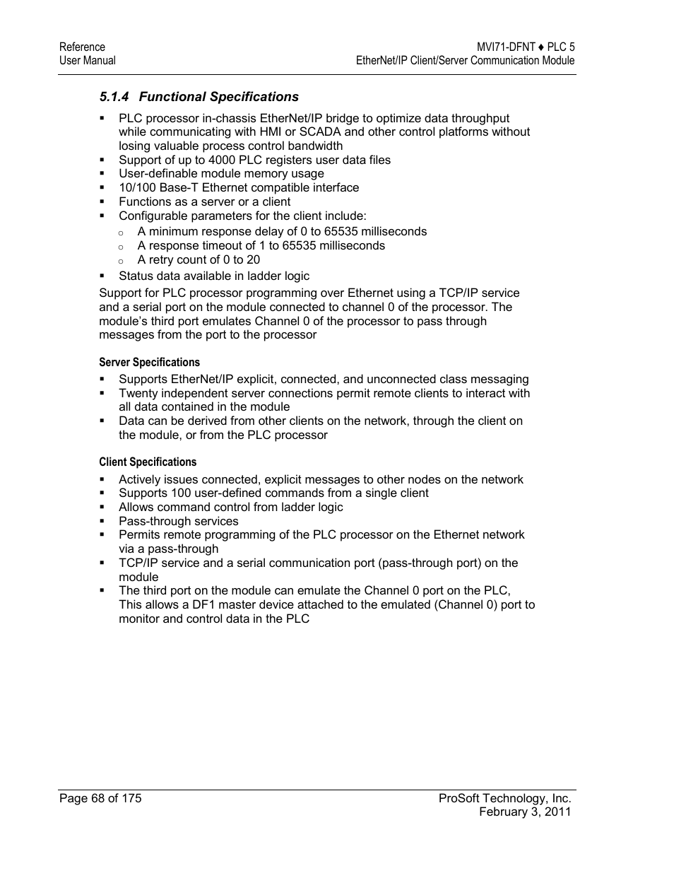 ProSoft Technology MVI71-DFNT User Manual | Page 68 / 175