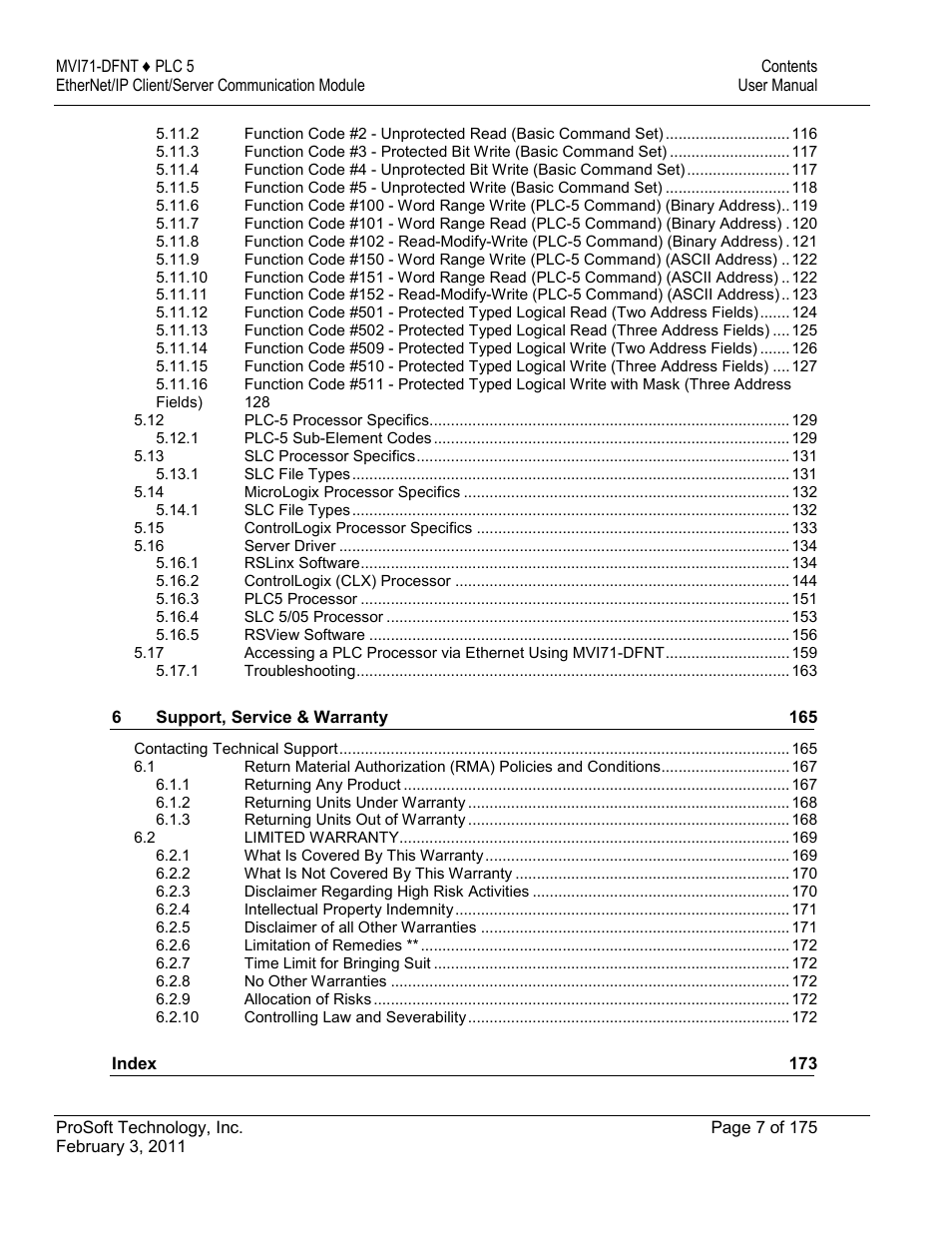 ProSoft Technology MVI71-DFNT User Manual | Page 7 / 175