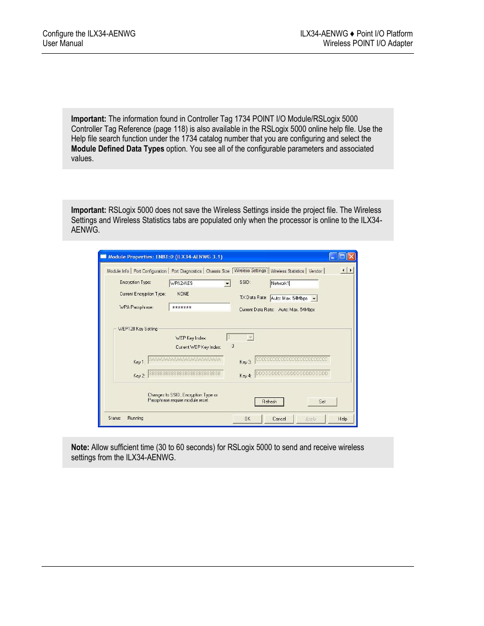 Configuring wireless settings in rslogix 5000 | ProSoft Technology ILX34-AENWG User Manual | Page 44 / 177