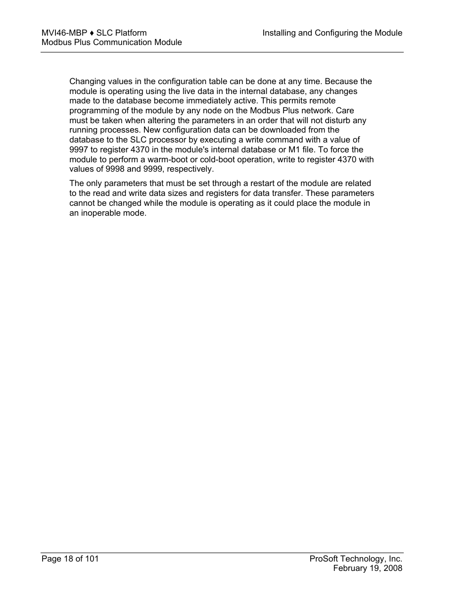ProSoft Technology MVI46-MBP User Manual | Page 18 / 101