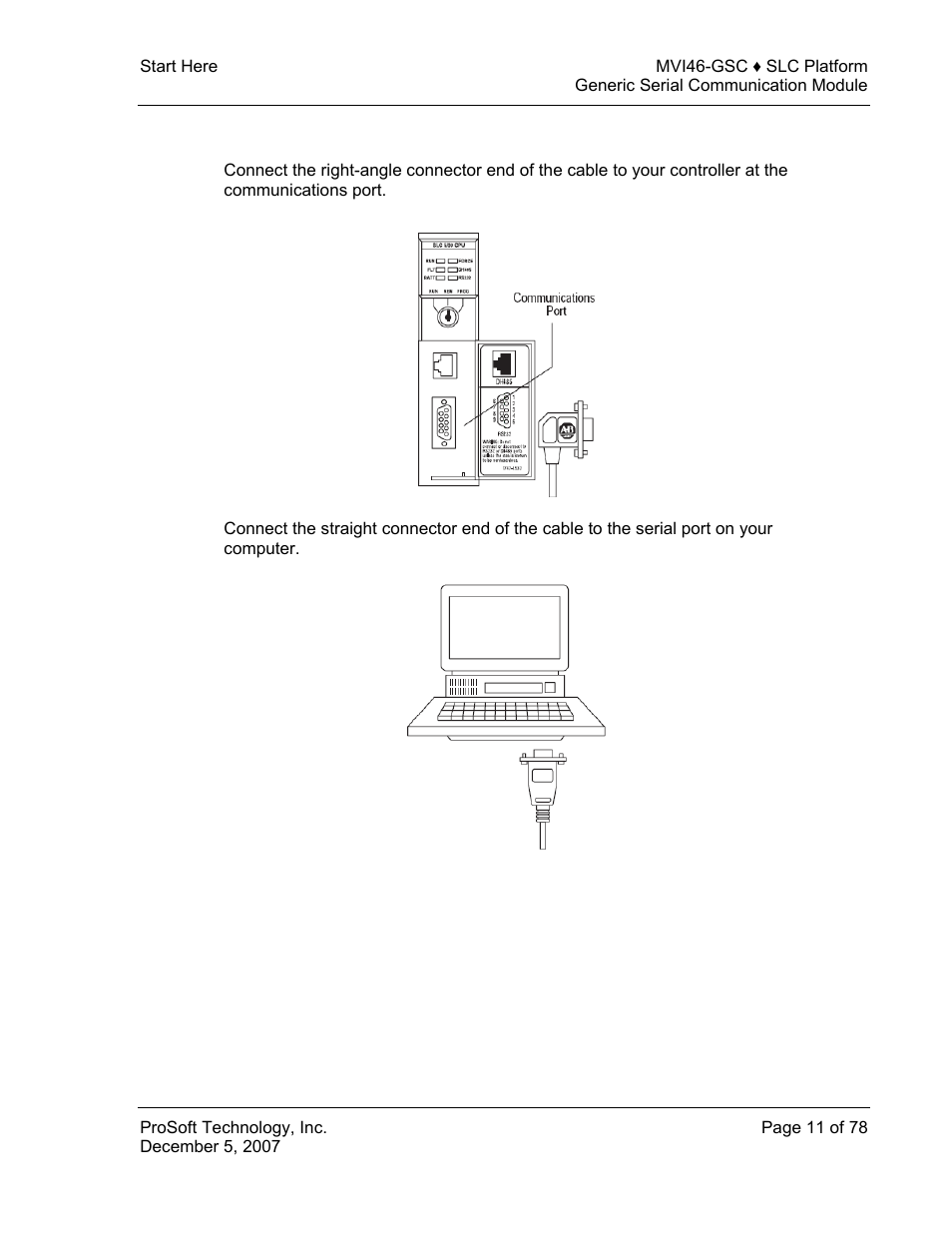 Connect your pc to the processor | ProSoft Technology MVI46-GSC User Manual | Page 11 / 78