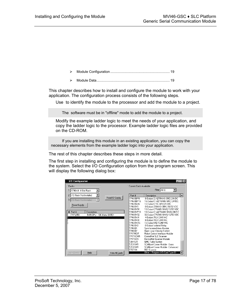 Installing and configuring the module, 2installing and configuring the module | ProSoft Technology MVI46-GSC User Manual | Page 17 / 78