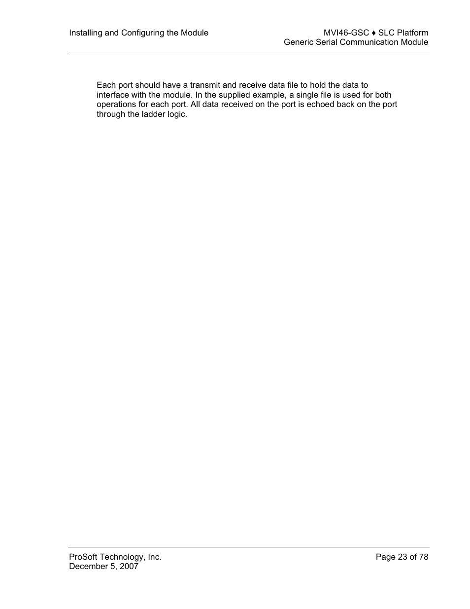 Port data | ProSoft Technology MVI46-GSC User Manual | Page 23 / 78