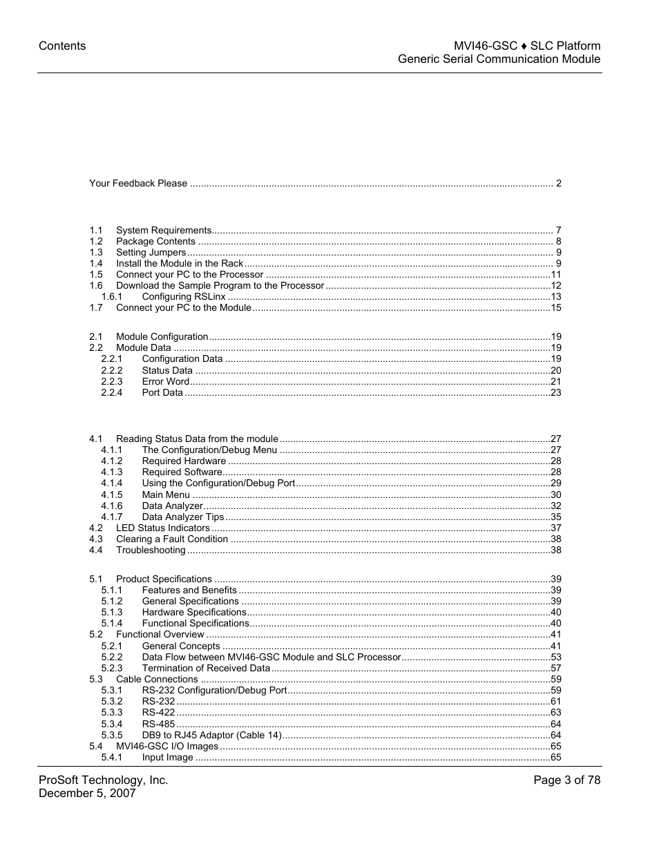 ProSoft Technology MVI46-GSC User Manual | Page 3 / 78