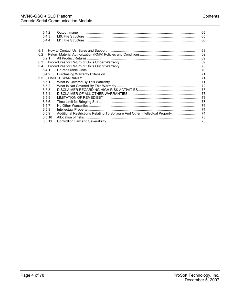 ProSoft Technology MVI46-GSC User Manual | Page 4 / 78