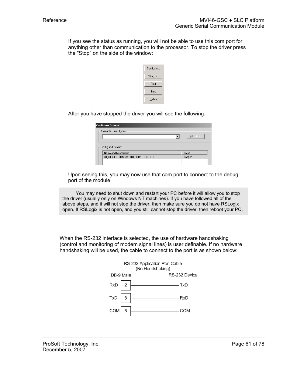 Rs-232 | ProSoft Technology MVI46-GSC User Manual | Page 61 / 78