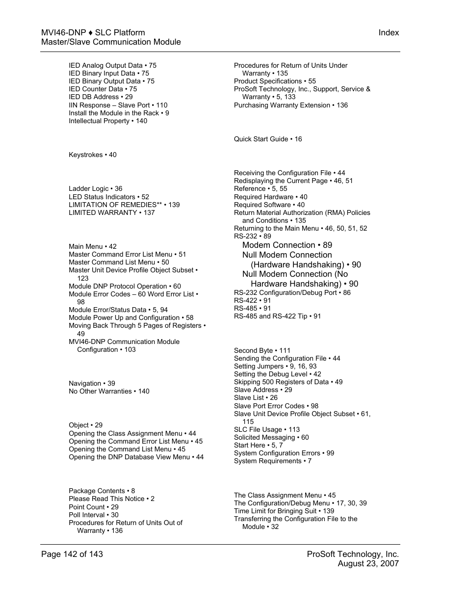 ProSoft Technology MVI46-DNP User Manual | Page 142 / 143