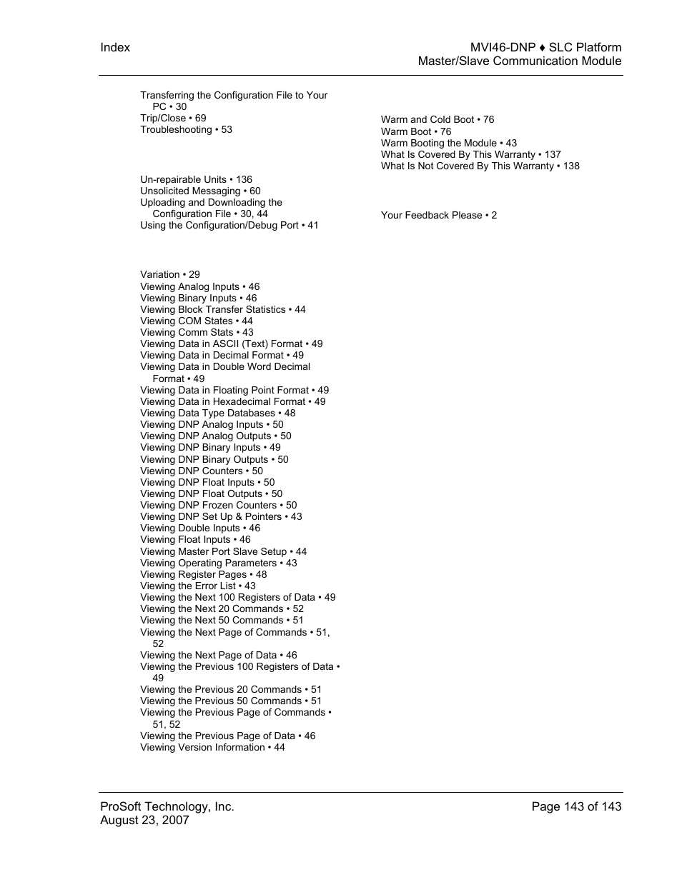 ProSoft Technology MVI46-DNP User Manual | Page 143 / 143