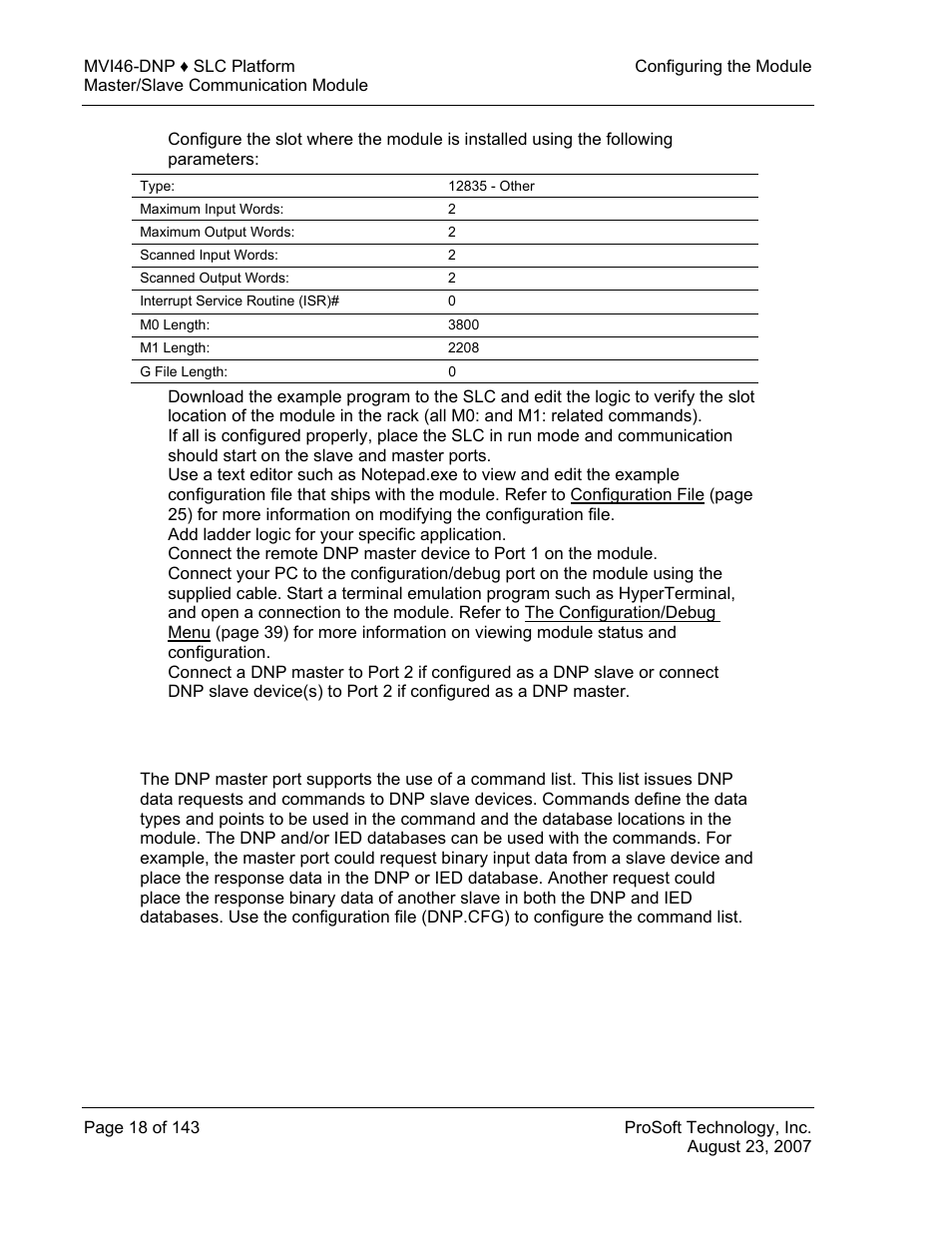 Dnp master port command list | ProSoft Technology MVI46-DNP User Manual | Page 18 / 143