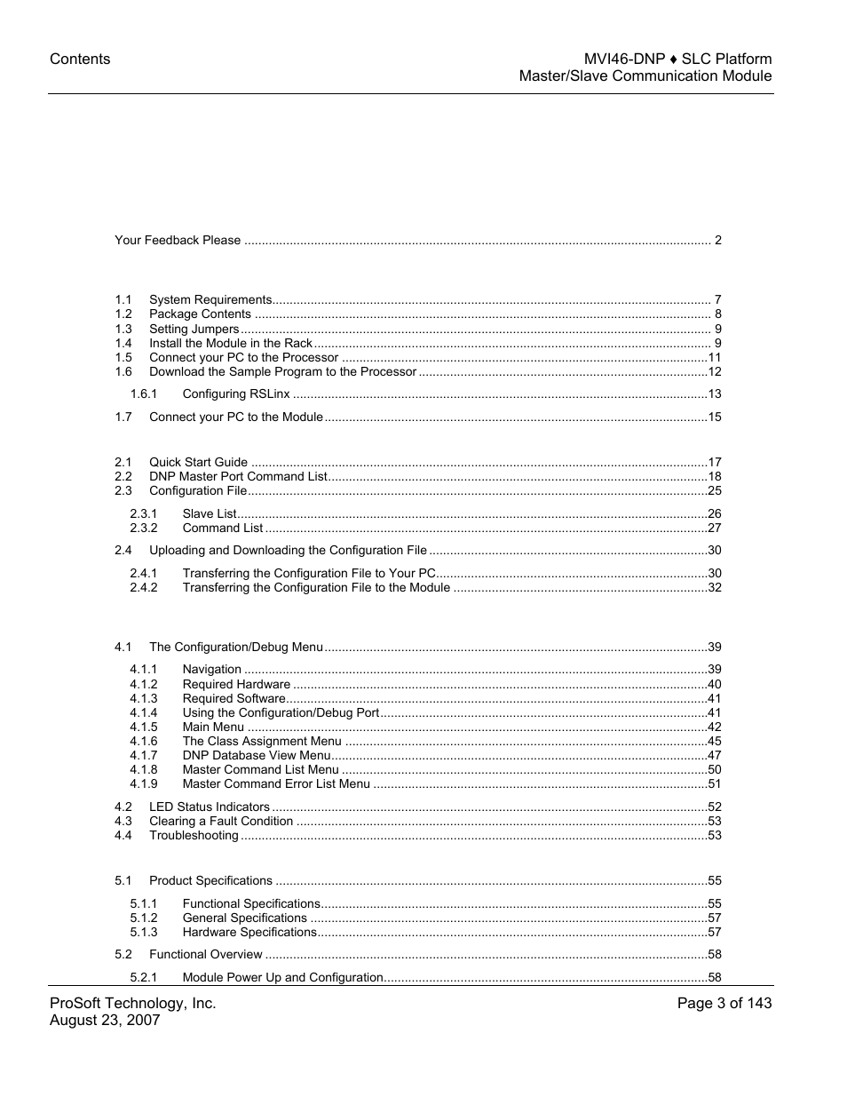 ProSoft Technology MVI46-DNP User Manual | Page 3 / 143