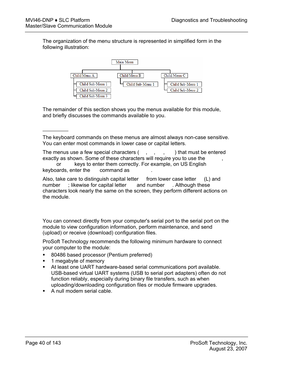 Keystrokes, Required hardware | ProSoft Technology MVI46-DNP User Manual | Page 40 / 143