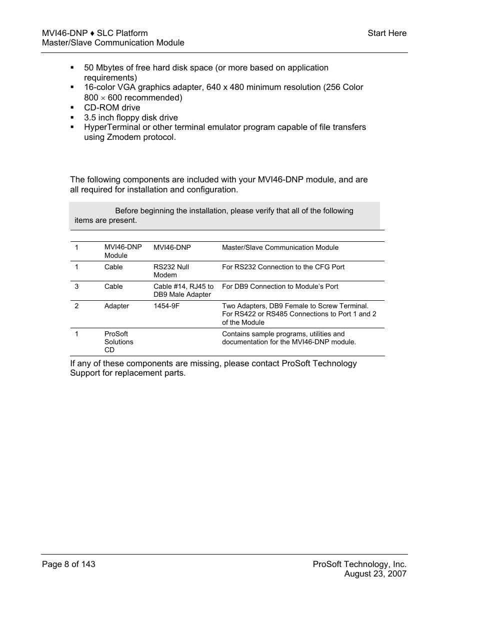 ProSoft Technology MVI46-DNP User Manual | Page 8 / 143