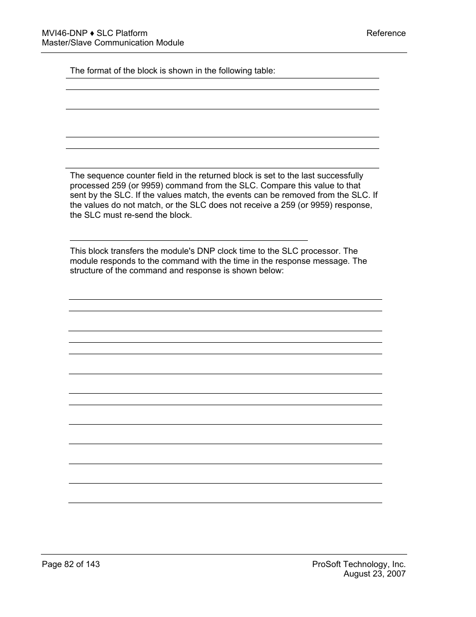Command request format, Command response format | ProSoft Technology MVI46-DNP User Manual | Page 82 / 143