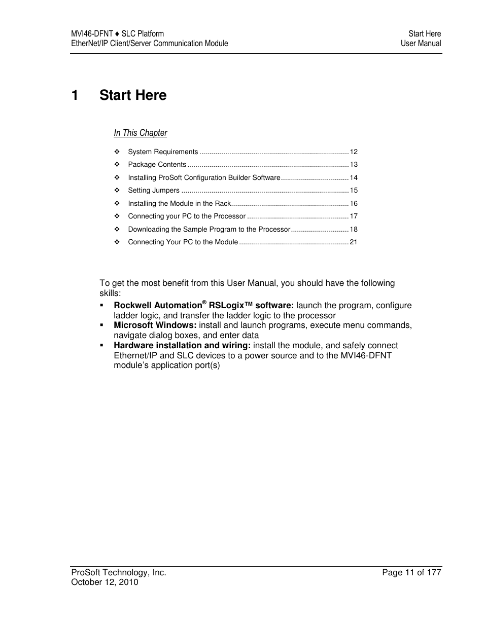 1start here | ProSoft Technology MVI46-DFNT User Manual | Page 11 / 177