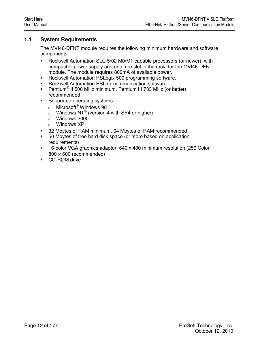 ProSoft Technology MVI46-DFNT User Manual | Page 12 / 177