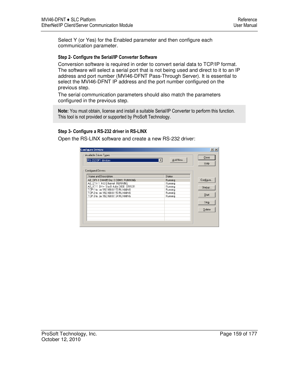 ProSoft Technology MVI46-DFNT User Manual | Page 159 / 177