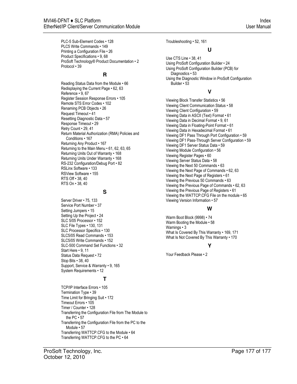 ProSoft Technology MVI46-DFNT User Manual | Page 177 / 177