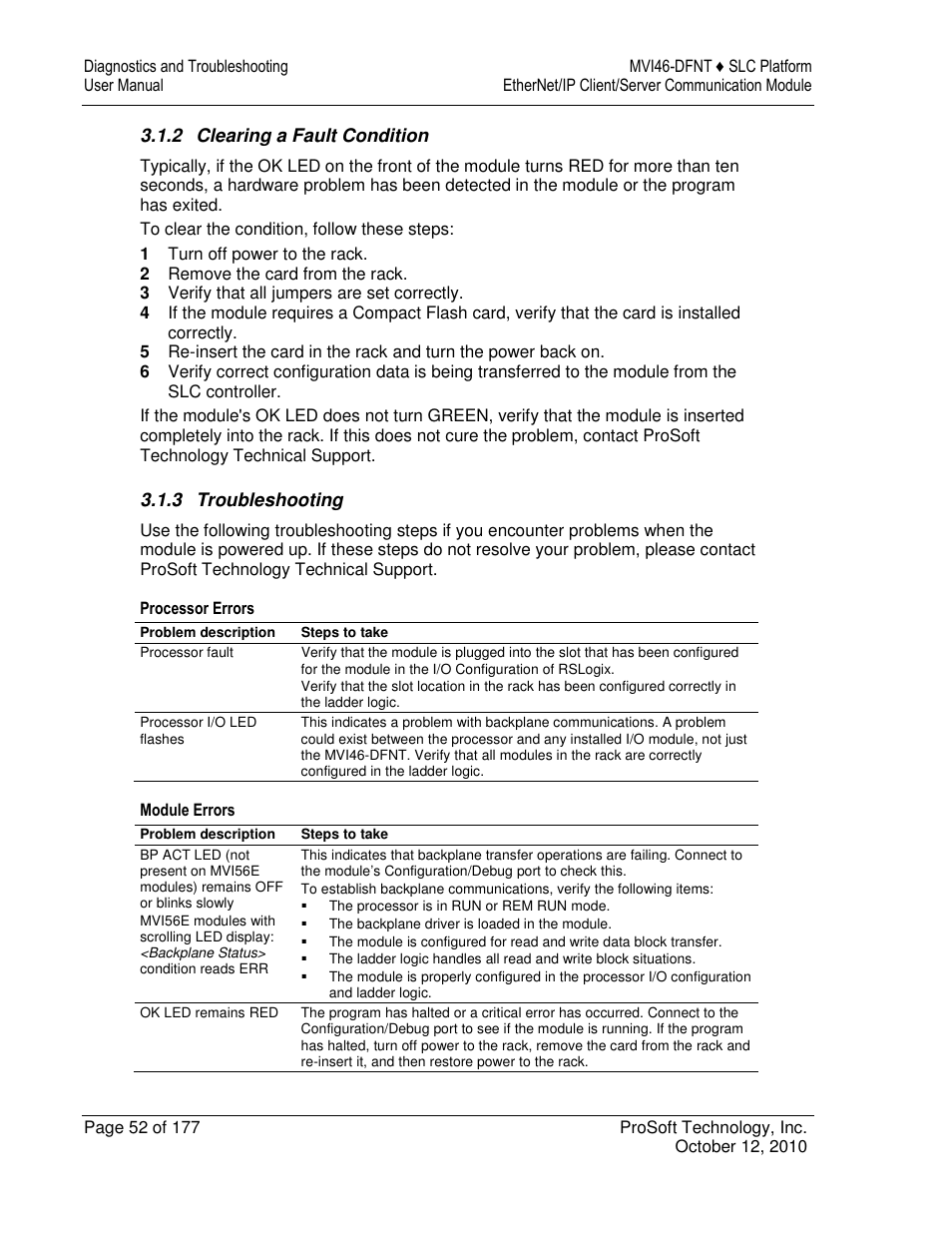 ProSoft Technology MVI46-DFNT User Manual | Page 52 / 177