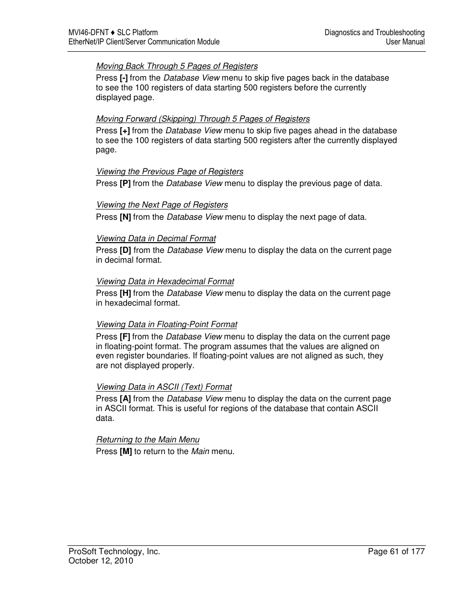 ProSoft Technology MVI46-DFNT User Manual | Page 61 / 177