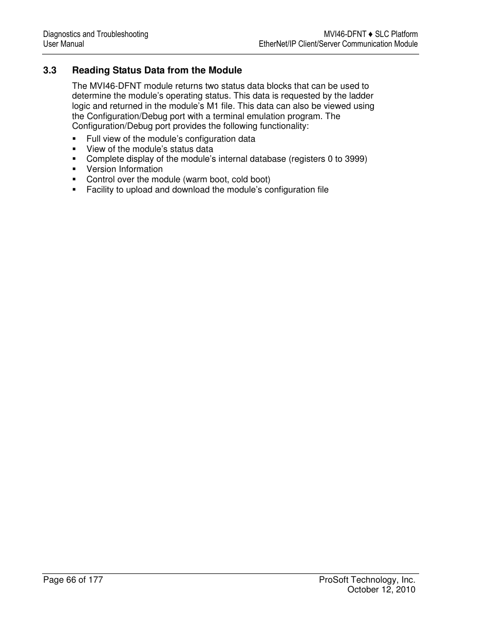 ProSoft Technology MVI46-DFNT User Manual | Page 66 / 177